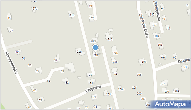 Bielsko-Biała, Długosza Jana, 76b, mapa Bielsko-Białej