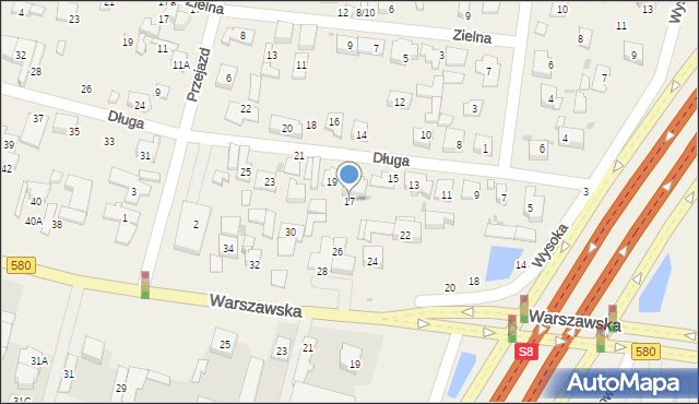 Blizne Łaszczyńskiego, Długa, 17, mapa Blizne Łaszczyńskiego