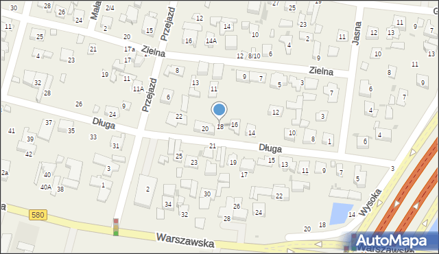 Blizne Łaszczyńskiego, Długa, 18, mapa Blizne Łaszczyńskiego