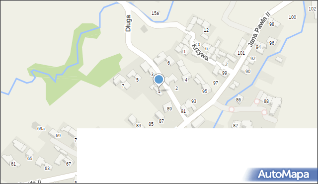 Bór, Długa, 1, mapa Bór