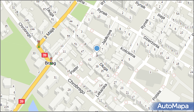 Brzeg, Długa, 16, mapa Brzeg