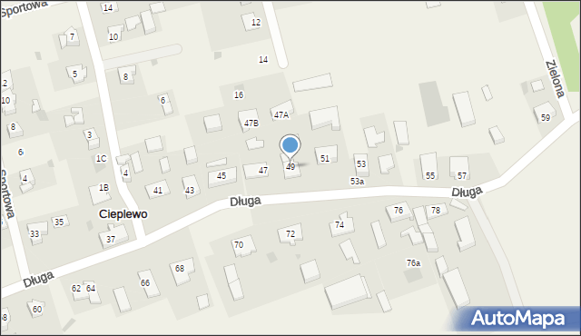 Cieplewo, Długa, 49, mapa Cieplewo