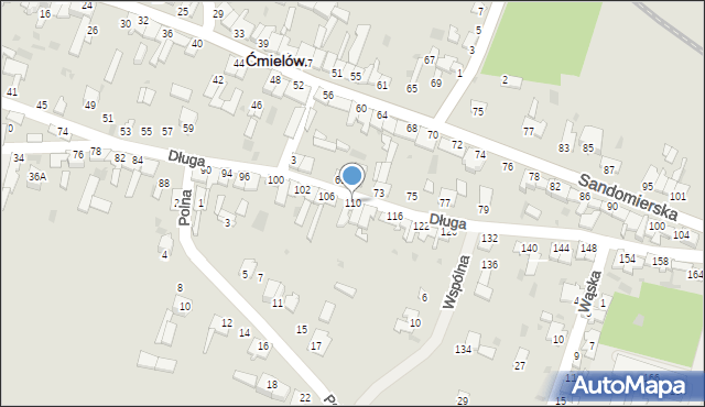 Ćmielów, Długa, 110, mapa Ćmielów