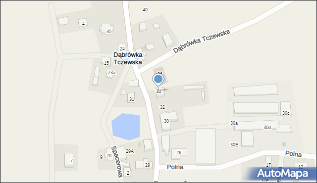 Dąbrówka Tczewska, Długa, 34, mapa Dąbrówka Tczewska