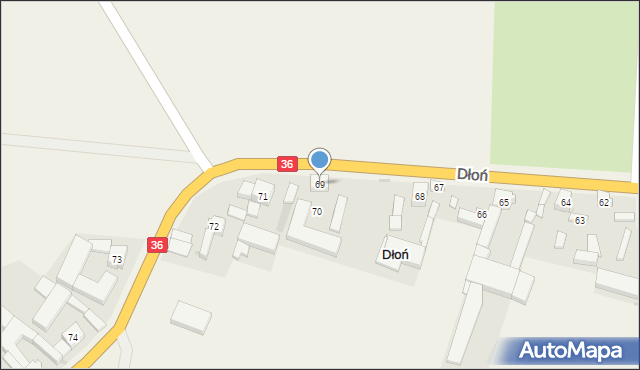 Dłoń, Dłoń, 69, mapa Dłoń