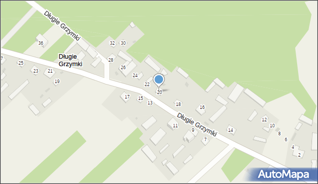 Długie Grzymki, Długie Grzymki, 20, mapa Długie Grzymki