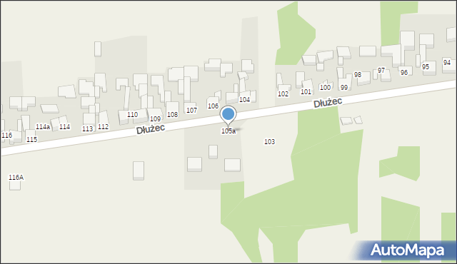 Dłużec, Dłużec, 105a, mapa Dłużec