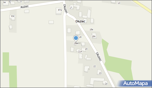 Dłużec, Dłużec, 20a, mapa Dłużec