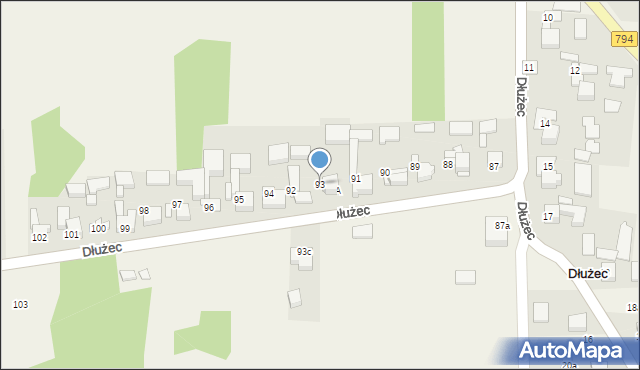 Dłużec, Dłużec, 93, mapa Dłużec