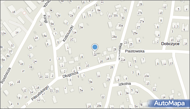 Dobczyce, Długosza, 14, mapa Dobczyce