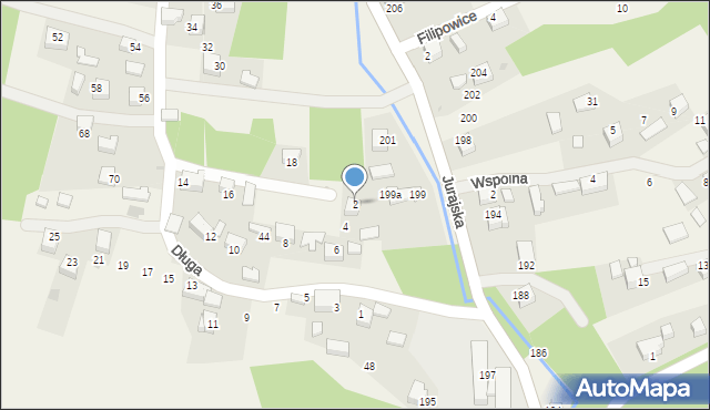 Filipowice, Długa, 2, mapa Filipowice