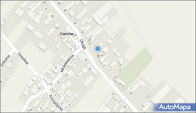 Gamów, Długa, 26, mapa Gamów