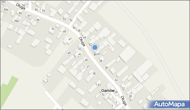Gamów, Długa, 40, mapa Gamów