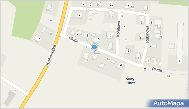 Glincz, Długa, 14, mapa Glincz