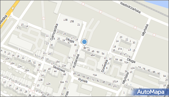 Głogów, Długa, 38, mapa Głogów