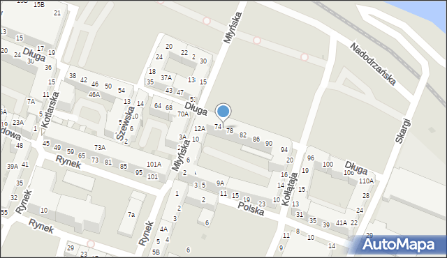 Głogów, Długa, 76, mapa Głogów