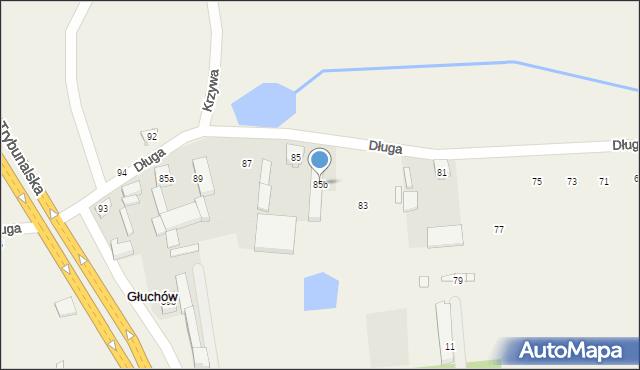 Głuchów, Długa, 85b, mapa Głuchów