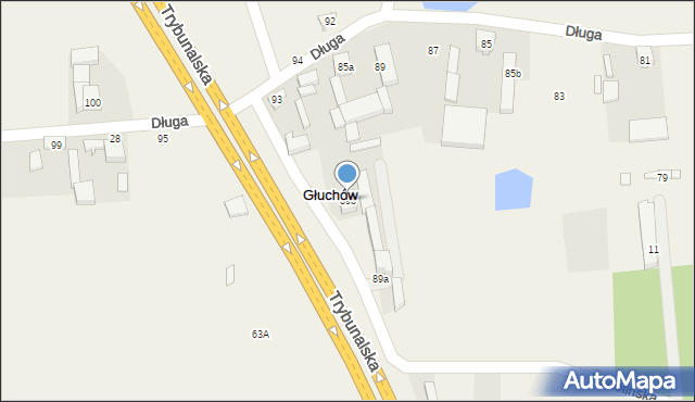 Głuchów, Długa, 89b, mapa Głuchów