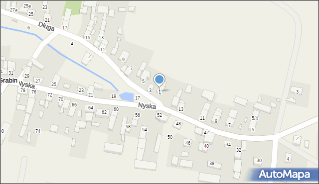 Grabin, Długa, 1, mapa Grabin