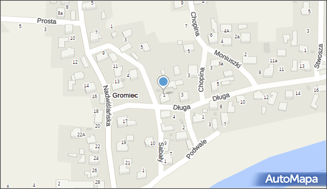 Gromiec, Długa, 1, mapa Gromiec