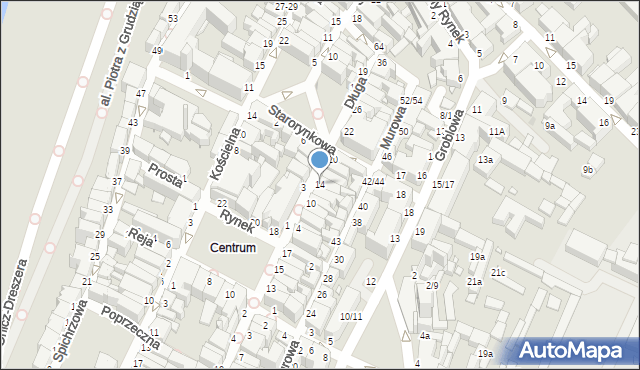 Grudziądz, Długa, 14, mapa Grudziądza