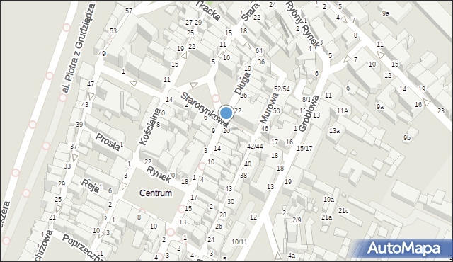 Grudziądz, Długa, 20, mapa Grudziądza