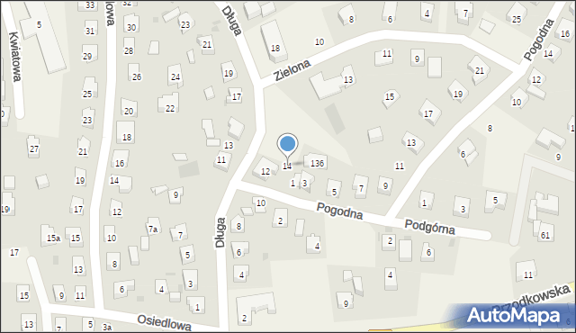 Grzybno, Długa, 14, mapa Grzybno