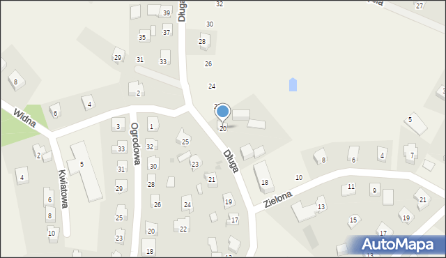 Grzybno, Długa, 20a, mapa Grzybno