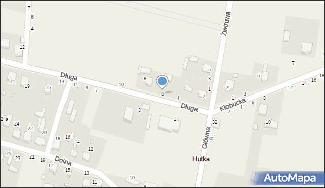Hutka, Długa, 6, mapa Hutka