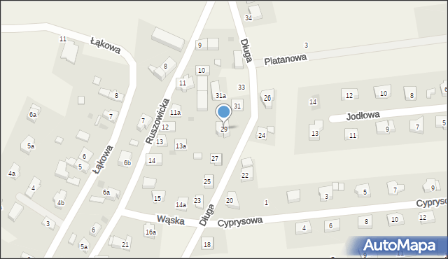 Jaczów, Długa, 29, mapa Jaczów