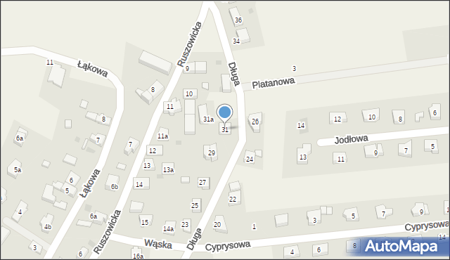 Jaczów, Długa, 31, mapa Jaczów