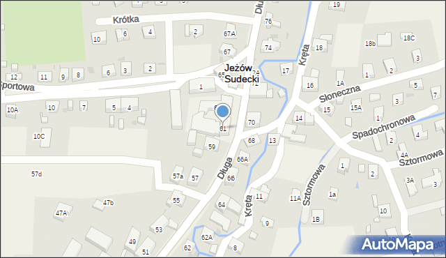 Jeżów Sudecki, Długa, 61, mapa Jeżów Sudecki