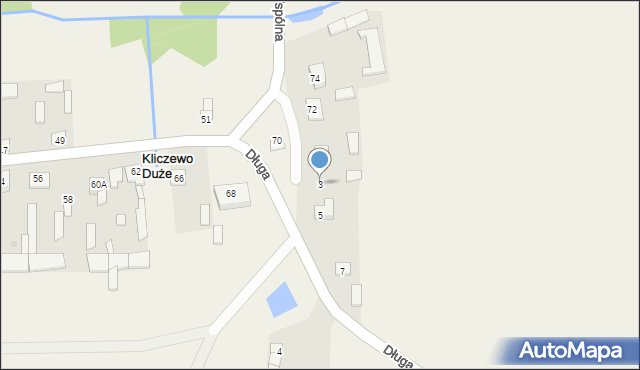 Kliczewo Duże, Długa, 3, mapa Kliczewo Duże