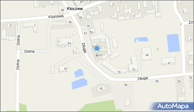 Kłoczew, Długa, 55, mapa Kłoczew