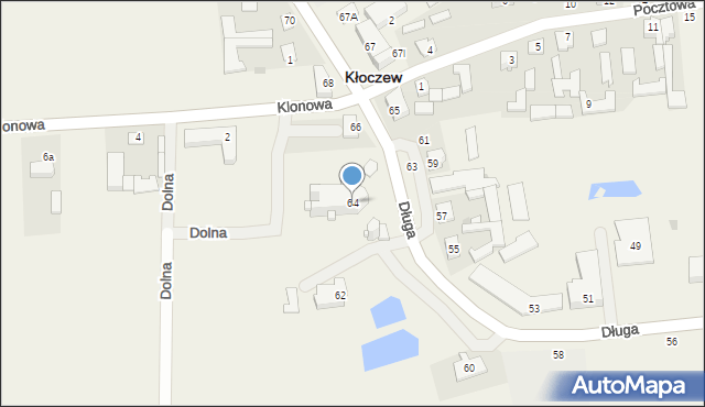 Kłoczew, Długa, 64, mapa Kłoczew