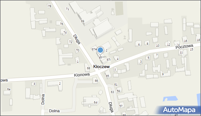 Kłoczew, Długa, 67, mapa Kłoczew
