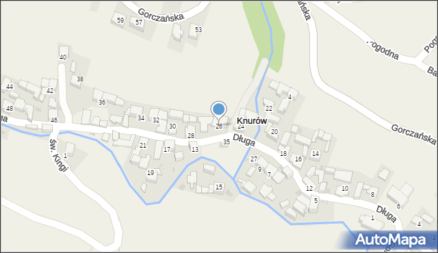 Knurów, Długa, 26, mapa Knurów