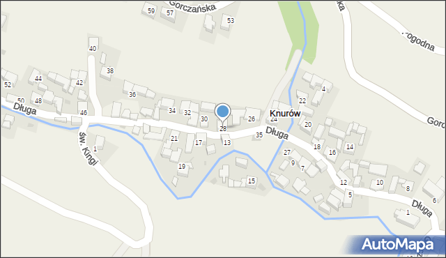 Knurów, Długa, 28, mapa Knurów