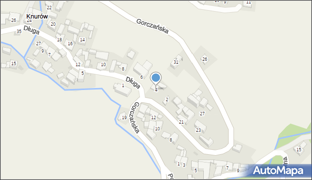 Knurów, Długa, 4, mapa Knurów