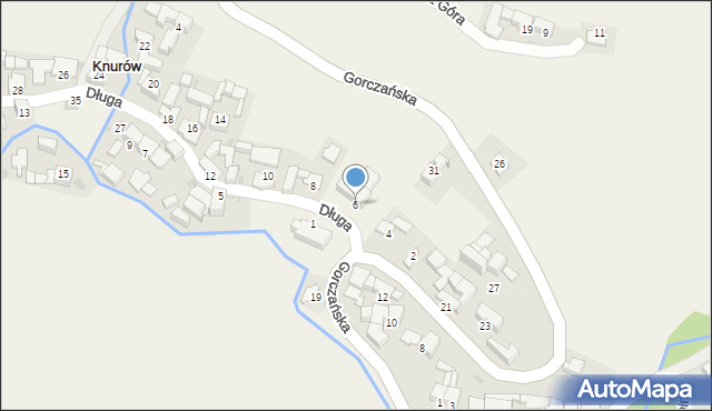Knurów, Długa, 6, mapa Knurów