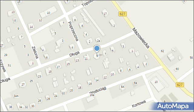 Komorowo, Długa, 9, mapa Komorowo