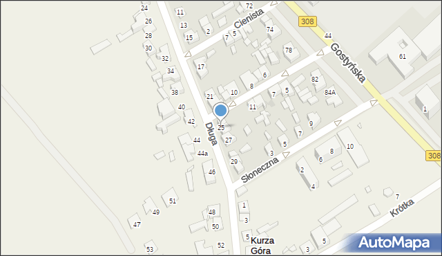 Kościan, Długa, 25, mapa Kościan