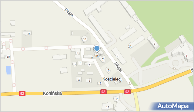 Kościelec, Długa, 8a, mapa Kościelec