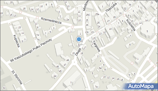 Kościerzyna, Długa, 21, mapa Kościerzyna