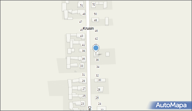 Krusin, Długa, 38, mapa Krusin