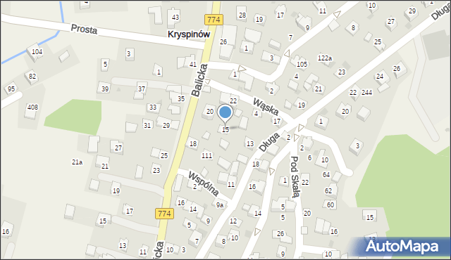 Kryspinów, Długa, 15, mapa Kryspinów