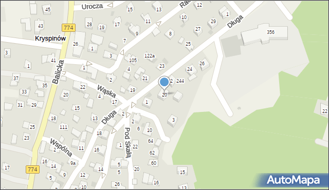 Kryspinów, Długa, 20, mapa Kryspinów