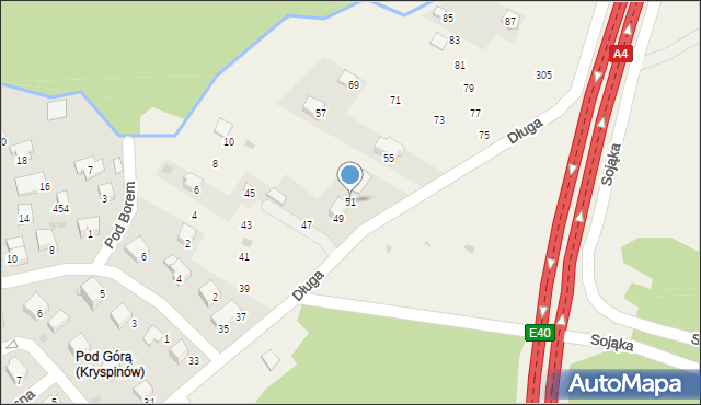 Kryspinów, Długa, 51, mapa Kryspinów