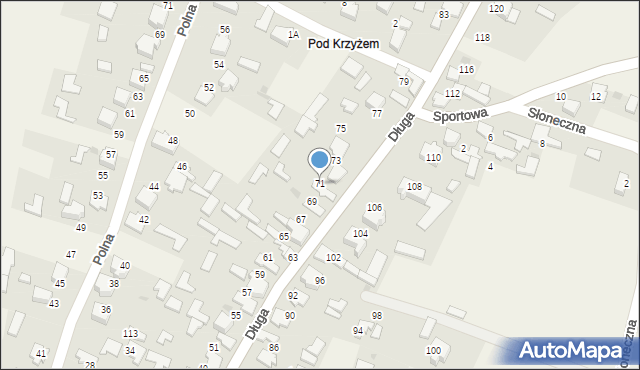 Kwaśniów Górny, Długa, 71, mapa Kwaśniów Górny