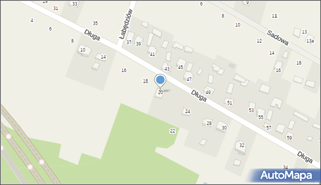 Łabędziów, Długa, 20, mapa Łabędziów